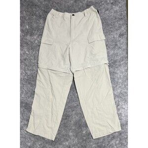Reel Legends Convertible Cargo Nylon Pants Mens L Performance Beige Outdoor